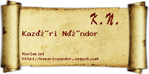 Kazári Nándor névjegykártya